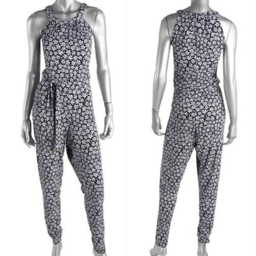 Michael Kors BlackWhite Floral Jumpsuit w Pockets - Picture 2 of 4
